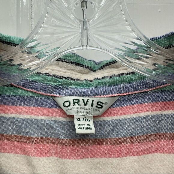 Orvis linen blend button down short sleeve blouse women's xl - Picture 4 of 5